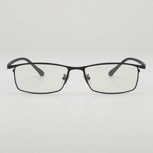Metal Frame Rectangular Optical Glasses Photochromic Gray Plain Eyeglasses Vintage Business Style