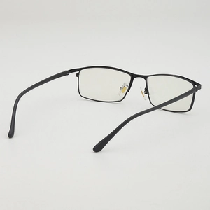 Retro square matte black metal glasses frame with a minimalist business style design