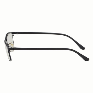 Classic black slim metal frame square glasses with minimalist retro alloy design