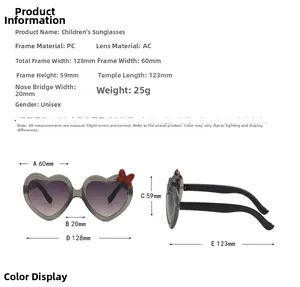 Guide des tailles détaillé pour lunettes de soleil cœur pailletées avec largeur de 128mm