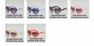 Collage de six lunettes de soleil coeur pour enfants avec détails de nœuds colorés