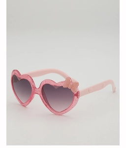 Lunettes de soleil coeur rose pour enfants avec paillettes et détail nœud