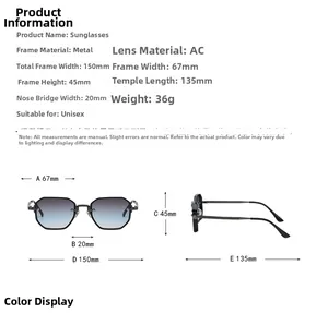 Tableau détaillé des tailles pour lunettes de soleil aviateur en métal avec dimensions