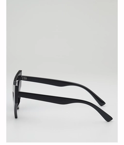 Detailed side view of black chunky oversized sunglasses with wide thick temples