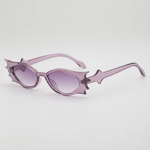 Gothic bat-shaped purple jelly sunglasses for Halloween costume and hip-hop styling