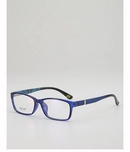 Detail view of purple TR90 glasses frame showing model TR90-1169 and star pattern temples