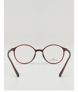 Front view of round burgundy TR-90 glasses frame with lightweight minimalist design