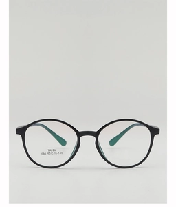 Detail of round TR-90 glasses frame showing size specs 50-18-140 and inner green color