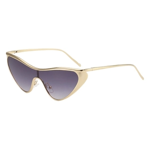 Lunettes de soleil œil-de-chat futuristes avec monture dorée et verres dégradés