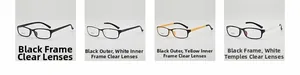 Detailed grid showing TR90 vintage square eyewear frames in four assorted color styles