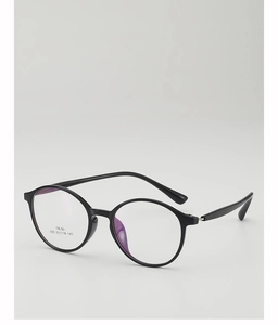 Detail of round TR-90 glasses frame with anti-reflective lenses and size markings