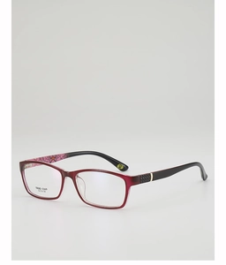 Detail of TR90-1169 wine red glasses frame with elegant floral interior and metal hinges