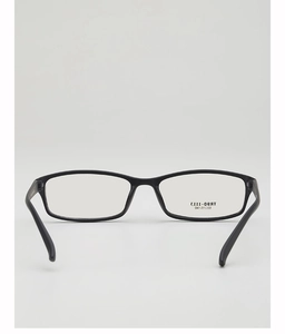 Macro view of lightweight matte black TR90 square eyeglass frame showing inner size data