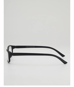 Macro side view of TR90 square eyeglass frames showing model number and matte finish
