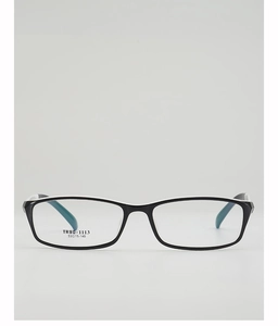 Macro detail of TR90 square frame showing lens size 53-15-140 and light blue temple accents
