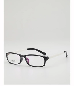 Detail shot of TR90-1113 square glasses frame in black and white contrast design