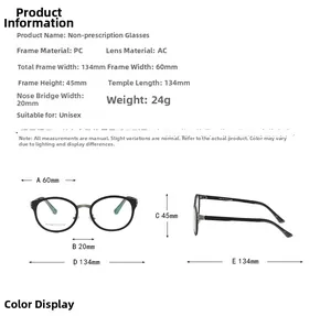 Tableau des tailles détaillé pour lunettes rétro avec dimensions de la monture
