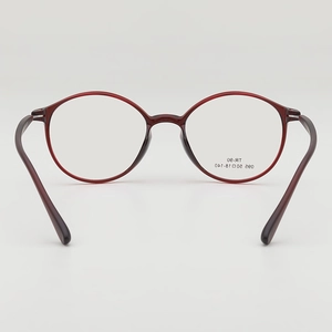 Classic round TR90 ultralight eyewear frame in deep red for casual daily fashion look
