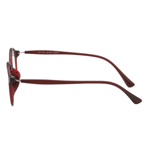 Minimalist round dark red TR90 optical frames with lightweight streamlined temples