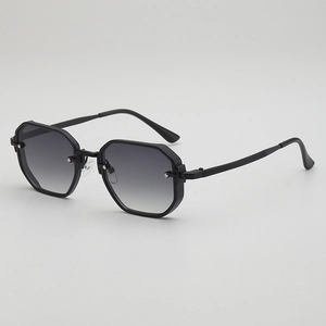 Lunettes De Soleil Polygone Octogone Monture Métal Protection UV400 Rétro Pilote Tendance Pour Hommes Femmes