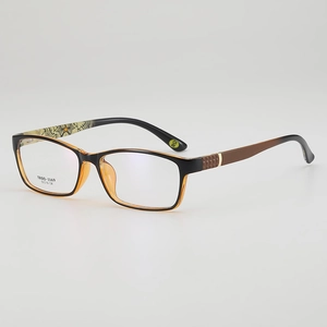 Retro TR90 rectangular glasses frame with two-tone finish and textured temples