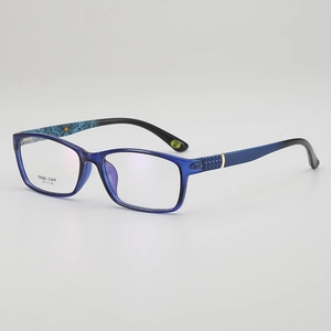 Translucent blue TR90 rectangular glasses frames with stylish star and web pattern details