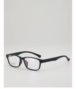 Detail view of TR90 square glasses frames with embossed patterns on temples
