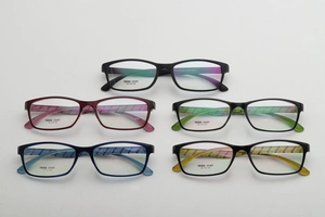 Rectangle TR90 glasses frames in black, wine red, green, blue and yellow colors