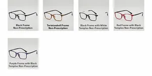 Detailed grid showing five color options of classic small square eyeglass frames