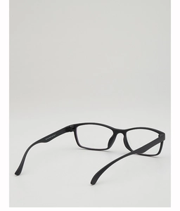 Detail view of matte black TR frame glasses temple showing model number TR 1143 specs