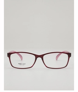 Detail view of red TR90-1143 square glasses frames with lens specifications 54-18-142