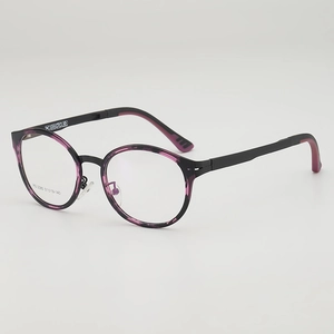 Monture ronde vintage motif écaille violette avec branches noir mat pour hommes et femmes
