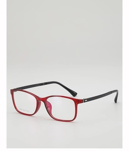 Detail shot of square frame glasses showing size dimensions 53-17-143 on clear lens