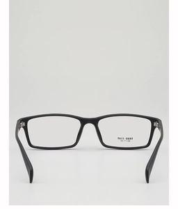Detail view of TR90 square glasses frame with metal hinges and size specs 54-17-142