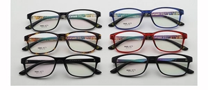 Six different colors of lightweight TR90 rectangle glasses frames with patterned temples