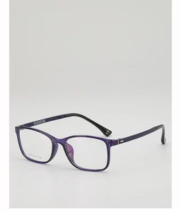 Detail shot of purple translucent square glasses frame showing size specs 3097 53-17-143