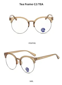 Vues détaillées de lunettes demi-cerclées thé brun avec verres anti-lumière bleue