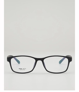 Detailed view of lightweight black TR90 frame eyeglasses with size model TR90-1173