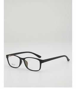 Detail view of TR90 square black eyeglass frame with printed model number TR90-1173