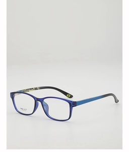 Detail of blue TR90 glasses frame showing model TR90-1173 and printed lens size