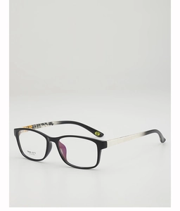 Detail of TR90 glasses frame showing model TR90-1173 and graffiti pattern on temple