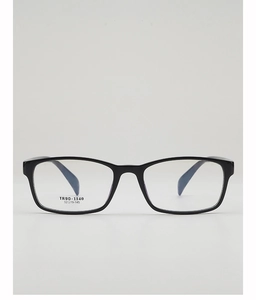 Detailed close-up of TR90-1140 rectangular black frames with size specifications