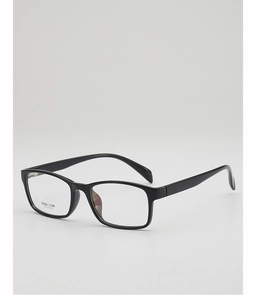 Detail view of TR90 square black glasses frame with model TR90-1140 and size specs