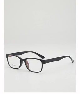 Vue détaillée des lunettes carrées TR90 noires montrant les spécifications des verres