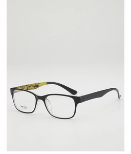 Détail de la monture de lunettes carrée TR90 avec motif graffiti sur les branches intérieures