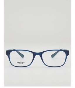 Vue macro détaillée de montures de lunettes rectangulaires TR90 bleu foncé, modèle TR90-1130