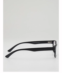 Detailed view of black TR90 square frame glasses showing side temple specifications