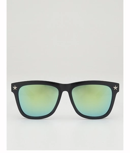 Detail of colorful gradient lenses and silver star accents on kids' sunglasses