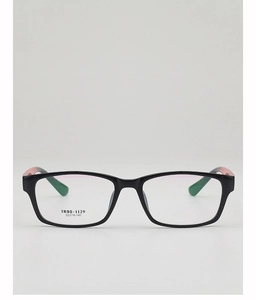 Detailed front view of TR90 square glasses frames showing model TR90-1129 and size specs