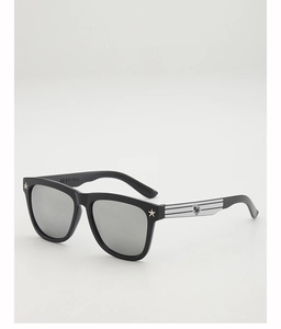 Detail view of black kids sunglasses featuring silver star rivets and KLP2253 model code